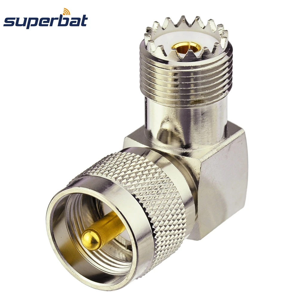 Superbat UHF Adapter 50 Ohm Right Angle UHF Male to UHF Female RF Coaxial Connector