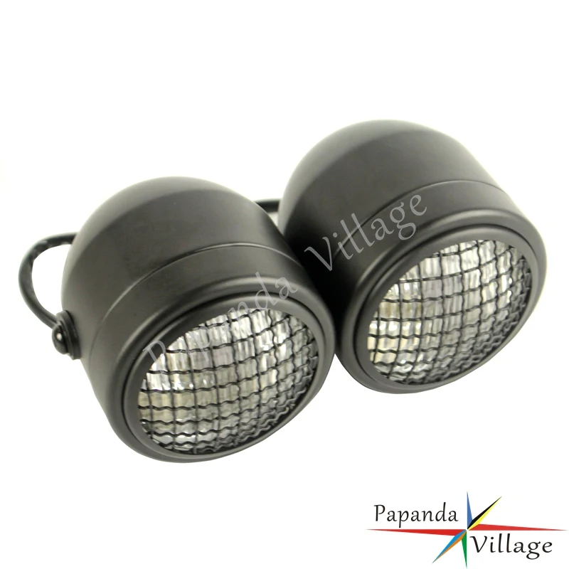 Черный мотоциклетный двойной Головной фонарь с защитой от гриля для Harley Suzuki Honda