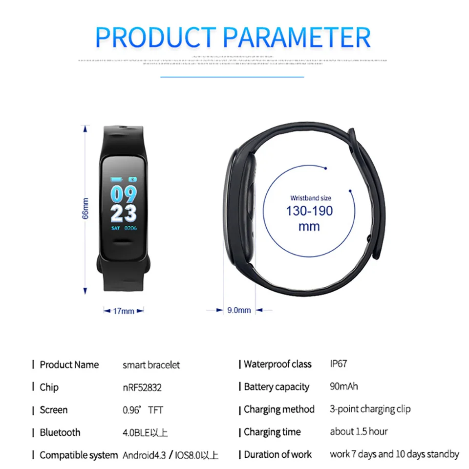Умный Браслет цветной экран Водонепроницаемый Фитнес-браслет трекер пульсометр