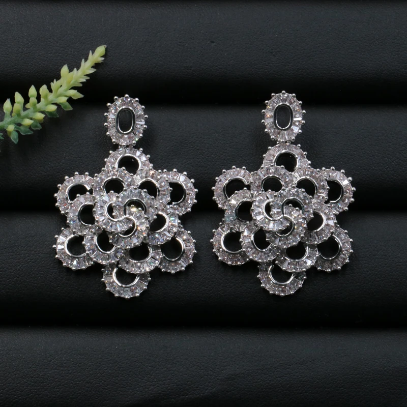 Lanyika модные украшения роскошные большие блестящие циркониевые серьги гвоздики с