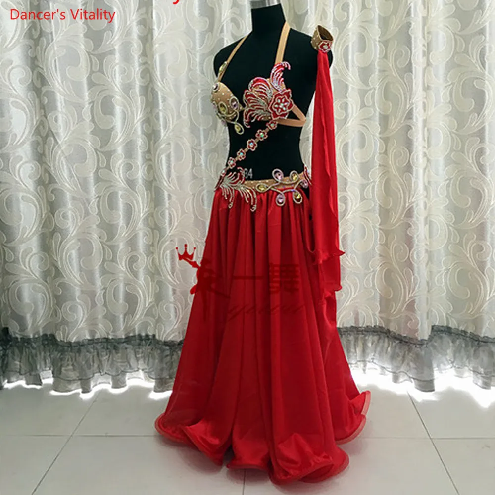 

Belly dance clothes diamond decals bra and skirt 2pcs girls latin dance dress clothing ballroom dance competition sets costume