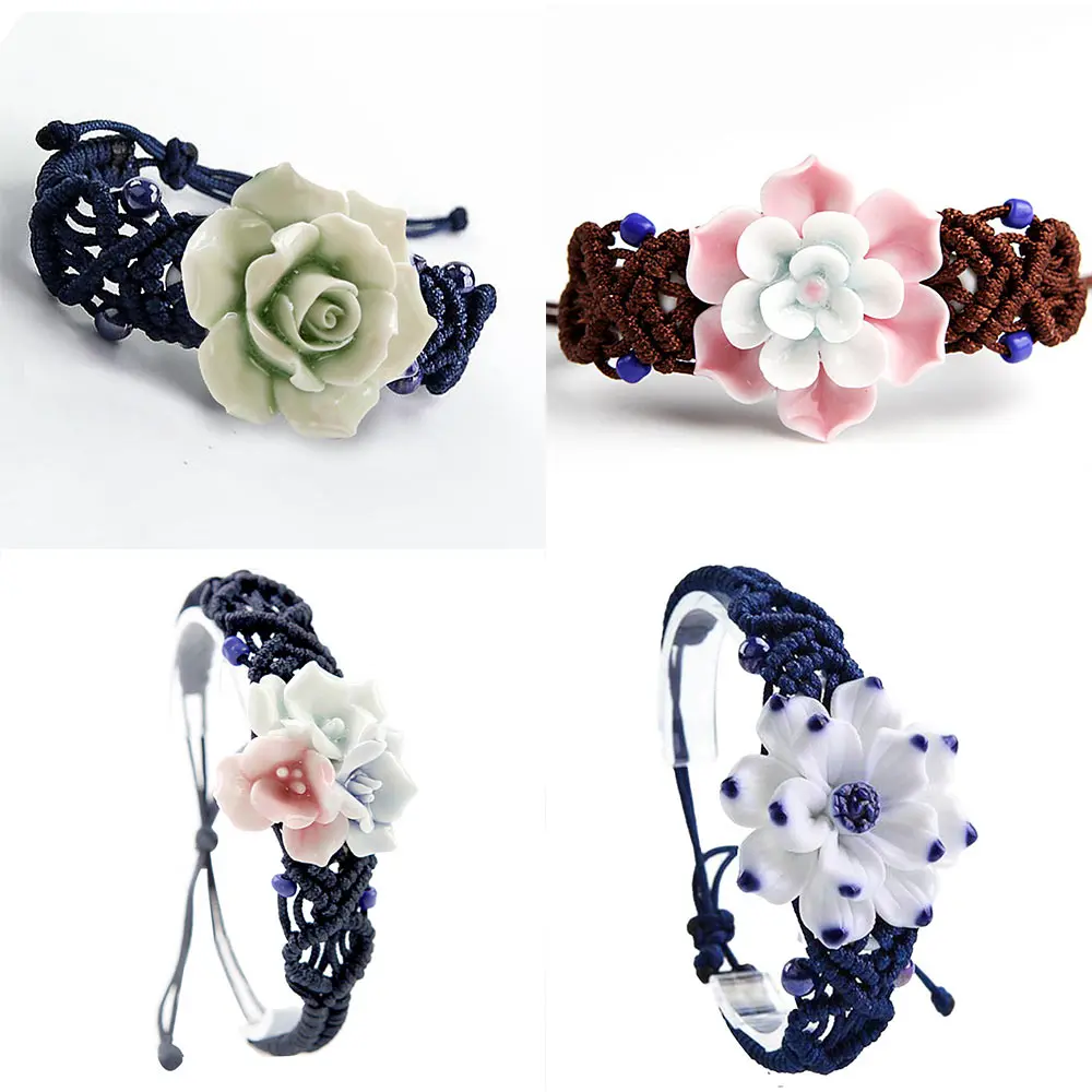 Handmade Ceramic Bracelets Ethnic Style Jewelry Chinese Flower Bracelet Suitable As A Gift | Украшения и аксессуары