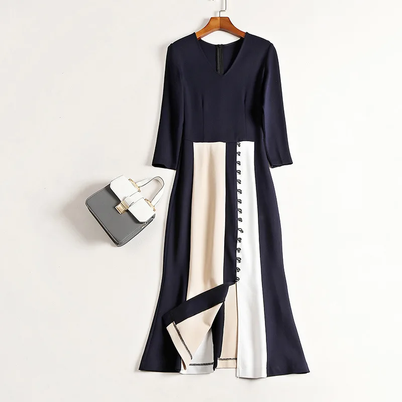 

AYUNSUE 2020 Spring Autumn Office Dress Women Elegant Bodycon Dress Female V-Neck Womens Dresses Clothing vestido longo WYQ1090