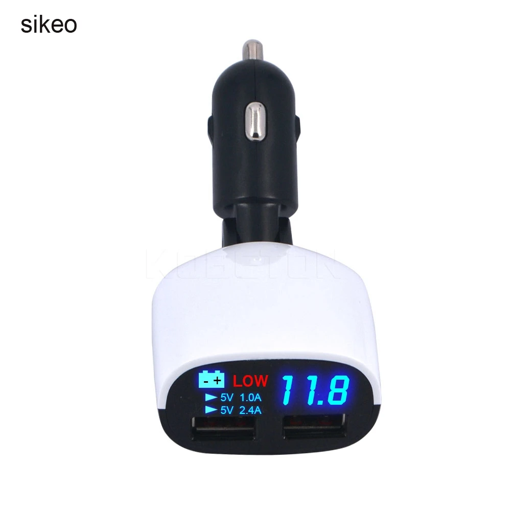 Автомобильное зарядное устройство sikeo с двумя USB портами адаптер со светодиодным