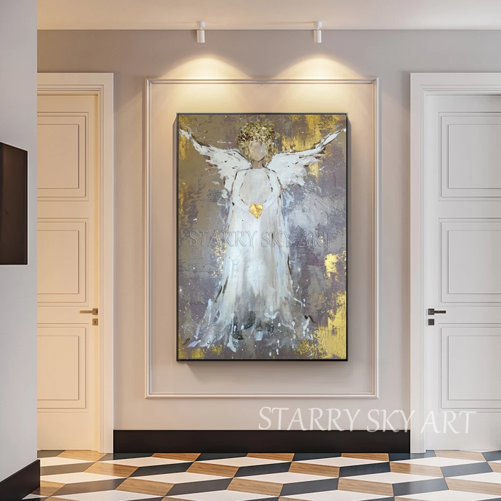 

New Arrivals Hand-painted High Quality Abstract Angel Acrylic Painting on Canvas Beautiful Angel Acrylic Painting for Wall Decor