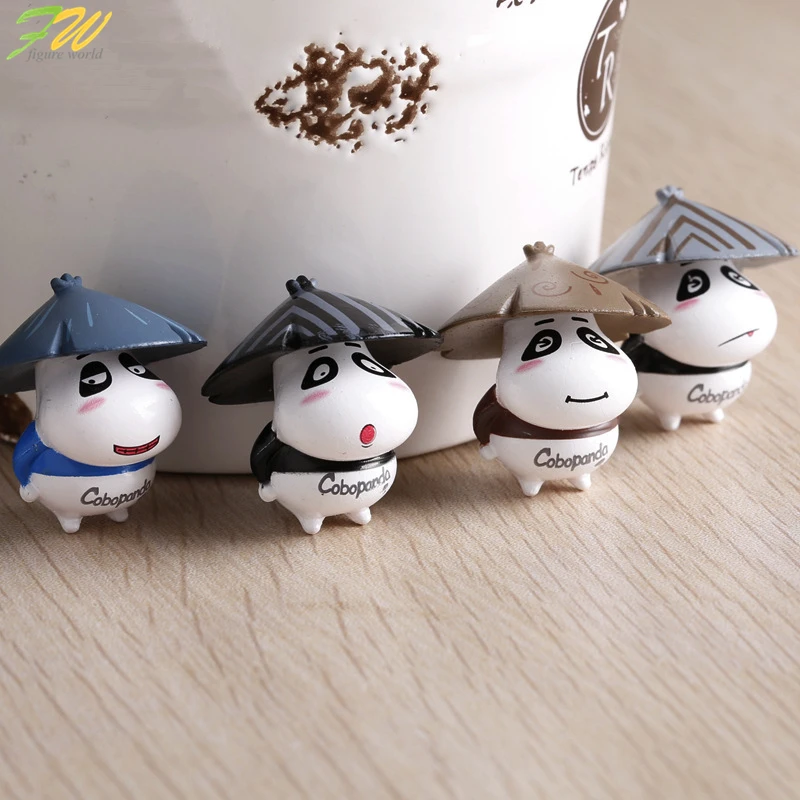 (4 шт./лот) миниатюрные фигурки Cobopanda игрушки Милая модель детские 4 см ПВХ аниме