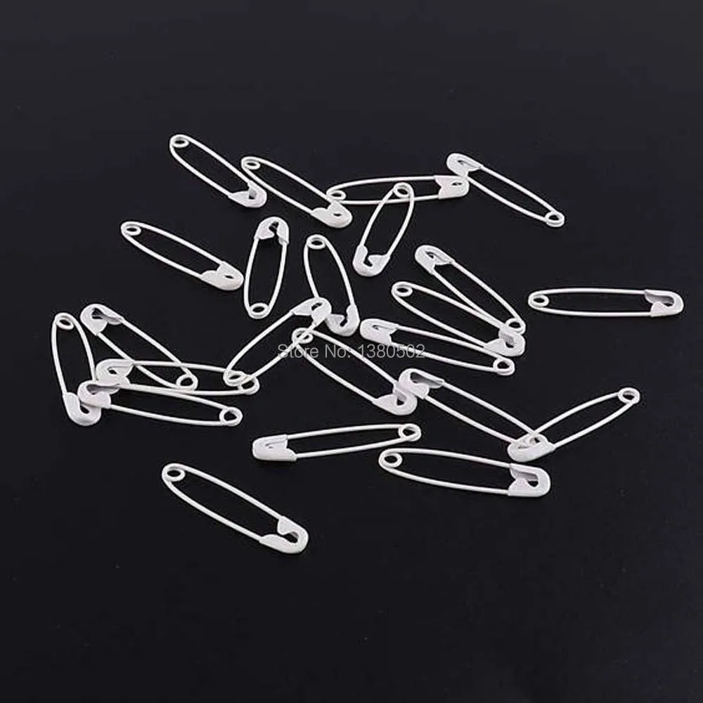 

100pcs/lot safety pins white color metal 22*5mm for label Hardware Accessories