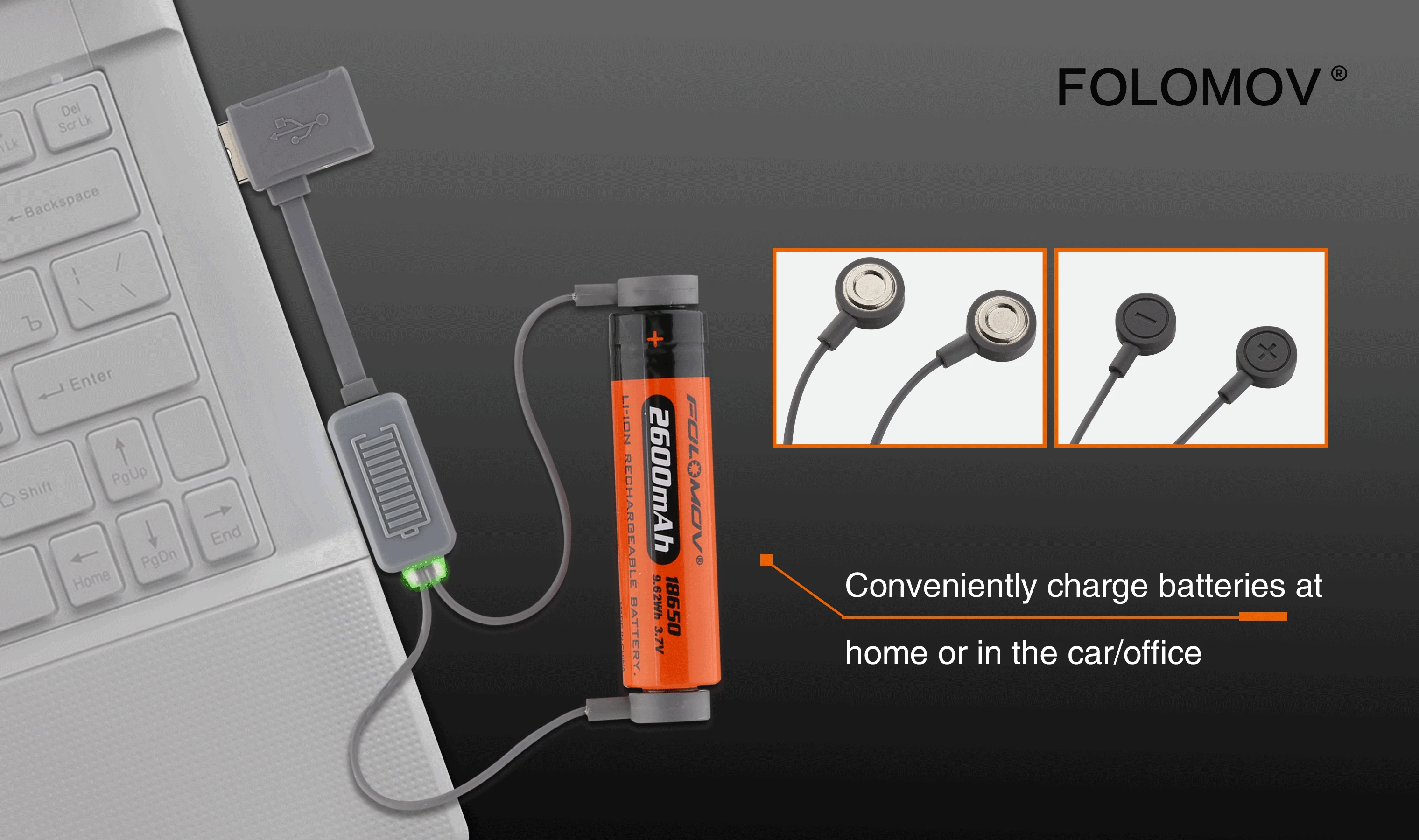 Folomov A1 Магнитный 18650 Батарея Зарядное устройство 1000 мА/ч, Портативный USB Зарядное устройство для батарей Li-Ion(литий-ионных) Батарея простая зарядка для мобильных телефонов и планшетов