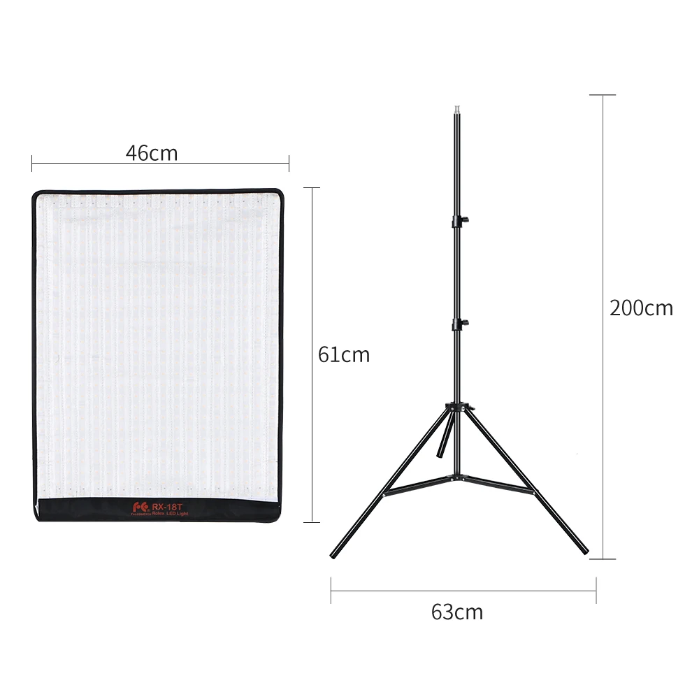 Falcon Eyes 2pcs RX-18T 62W 504pcs LED s CRI93 rollabel Video светильник Cloth Lamp with Diffuser + stand Outdoor Carry Bag |
