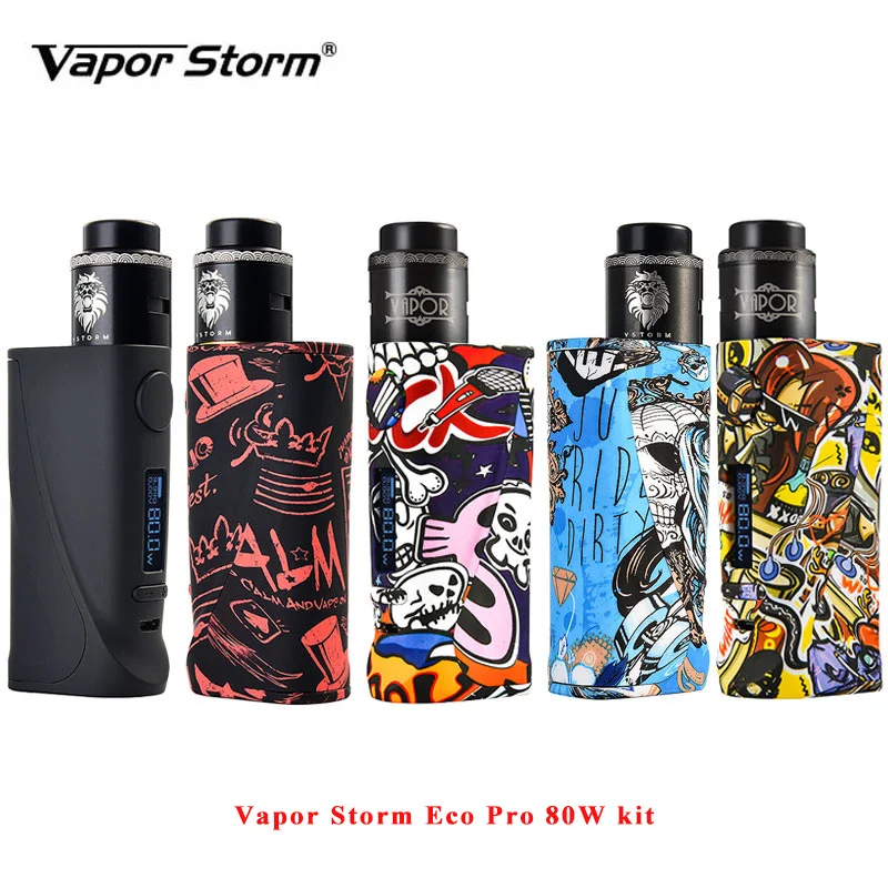 100% Оригинальный Vapor Storm ECO Pro 80 Вт набор Vape Starter kit с 2 мл/6 мл 510 резьбой Lion RDA бокс-мод