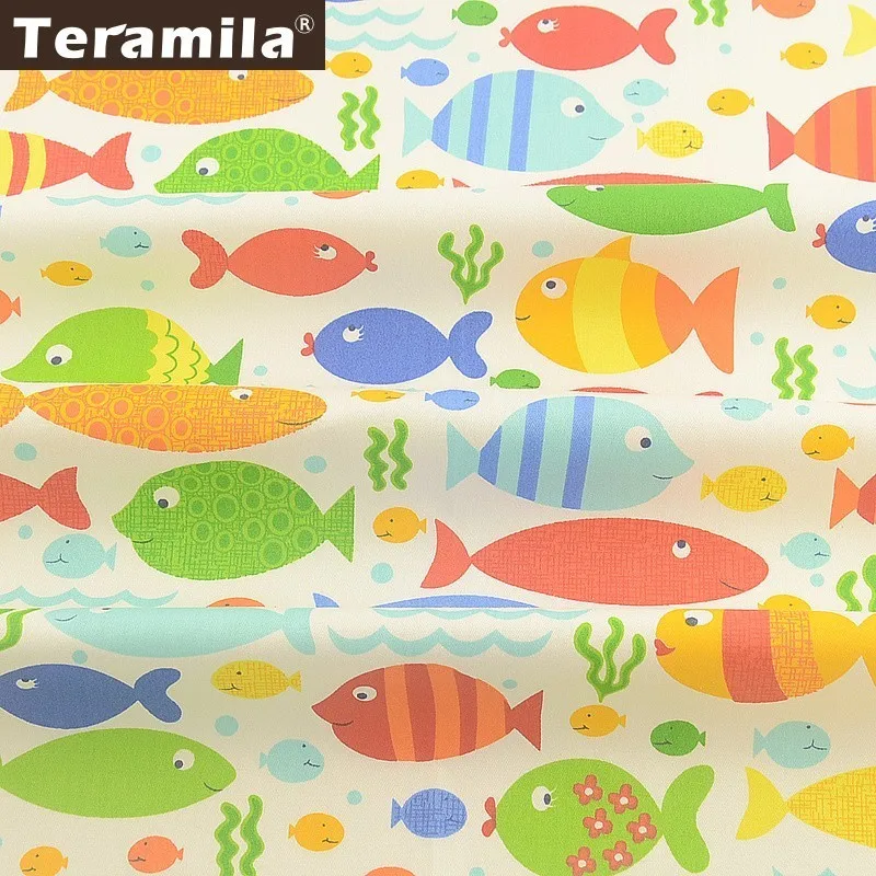 Teramila 100% хлопчатобумажная саржевая ткань рыба корм сделай сам Лоскутная швейная
