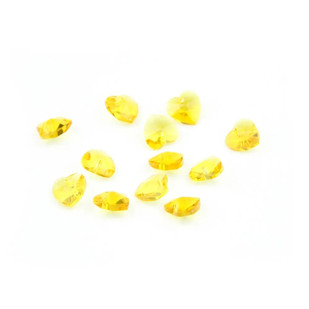 

14mm 2000pcs Yellow Heart Shape Crystal Prism Pendant Lighting Hanging Accessories Glass DIY Beads For Wedding Decoration