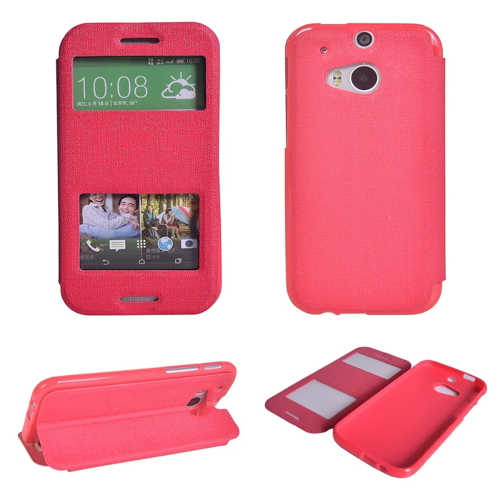 Кожаный флип чехол с двойным окошком для HTC One M8 M8s|case for htc|htc one m8 casecase htc |