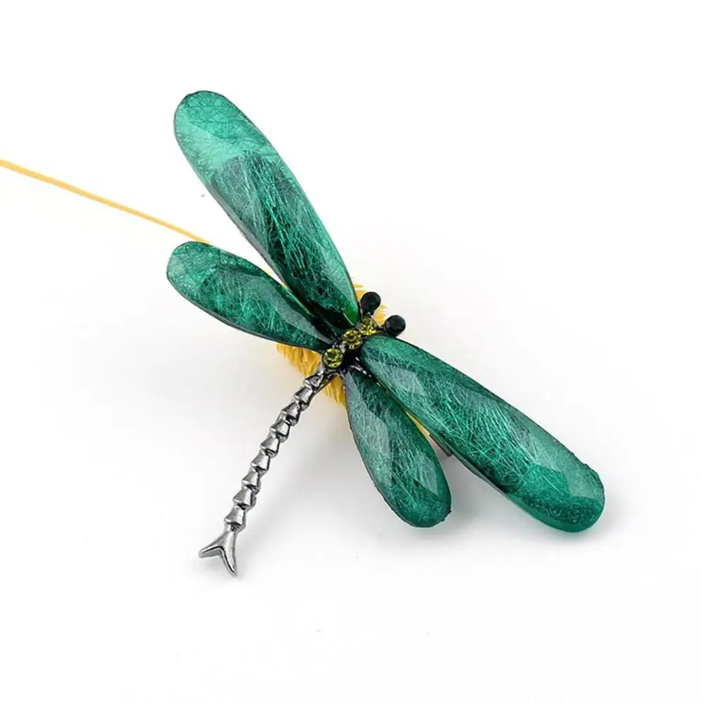 Green Модные броши насекомыми в виде стрекозы для женщин, сплав металла, смола, брошь для банкета, свадьбы, булавки для мужчин, Винтажные Украшения в виде животных - Окраска металла: Green
