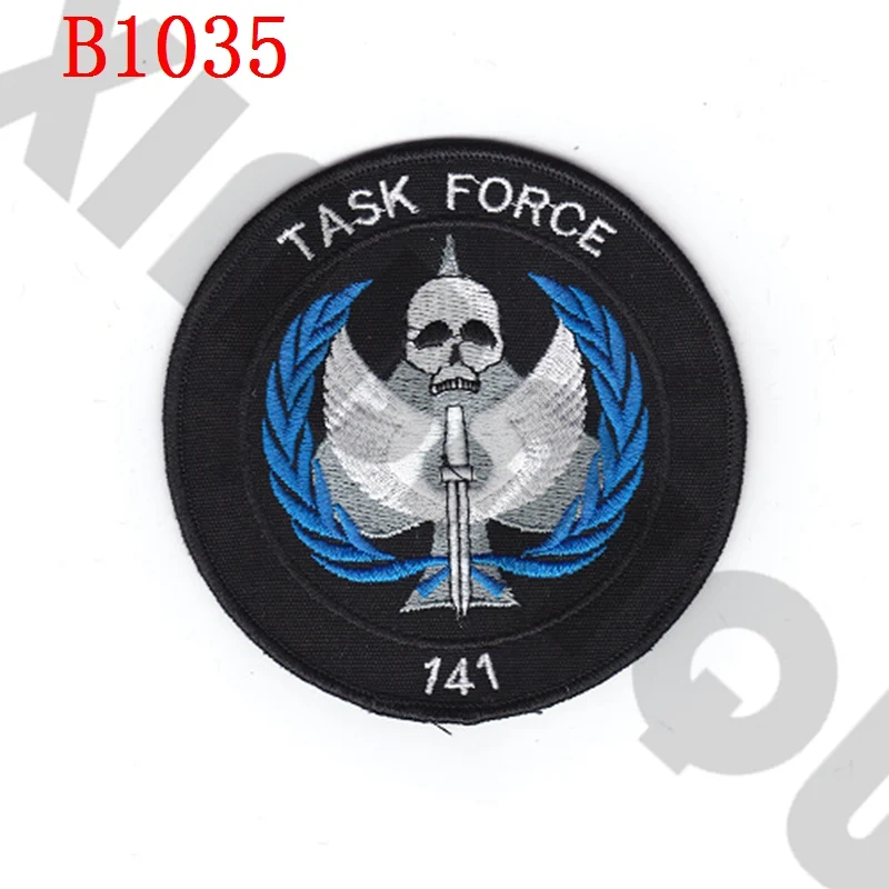 B1035 Black Вышитый патч 10 см черный Ops TASK FORCE 141 - Цвет: B1035 Black