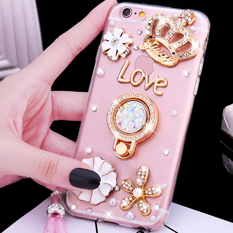 Роскошный блестящий чехол для Galaxy Note9 из ТПУ с перстнем в виде бабочки павлина