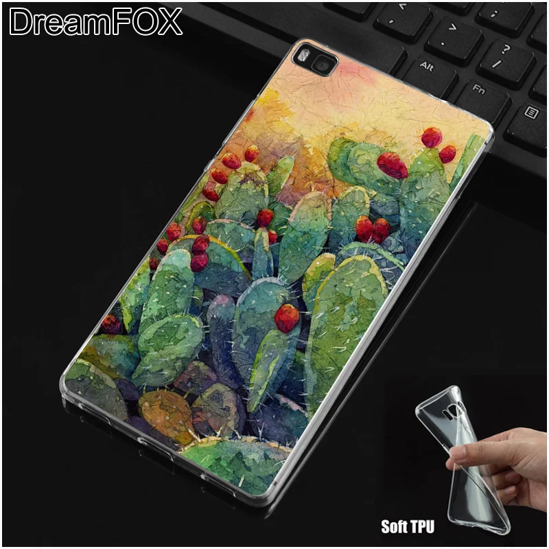 DREAMFOX M150 Мягкий силиконовый чехол из ТПУ с изображением цветка кактуса для Huawei P8 P9