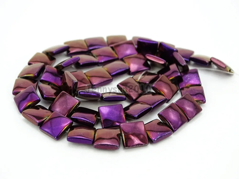 

Натуральные гематитовые лечебные драгоценные камни, плоские квадратные бусины 8 мм, немагнитные металлические фиолетовые ювелирные изделия, изготовление 16 Дюймов, 5 нитей/упаковка