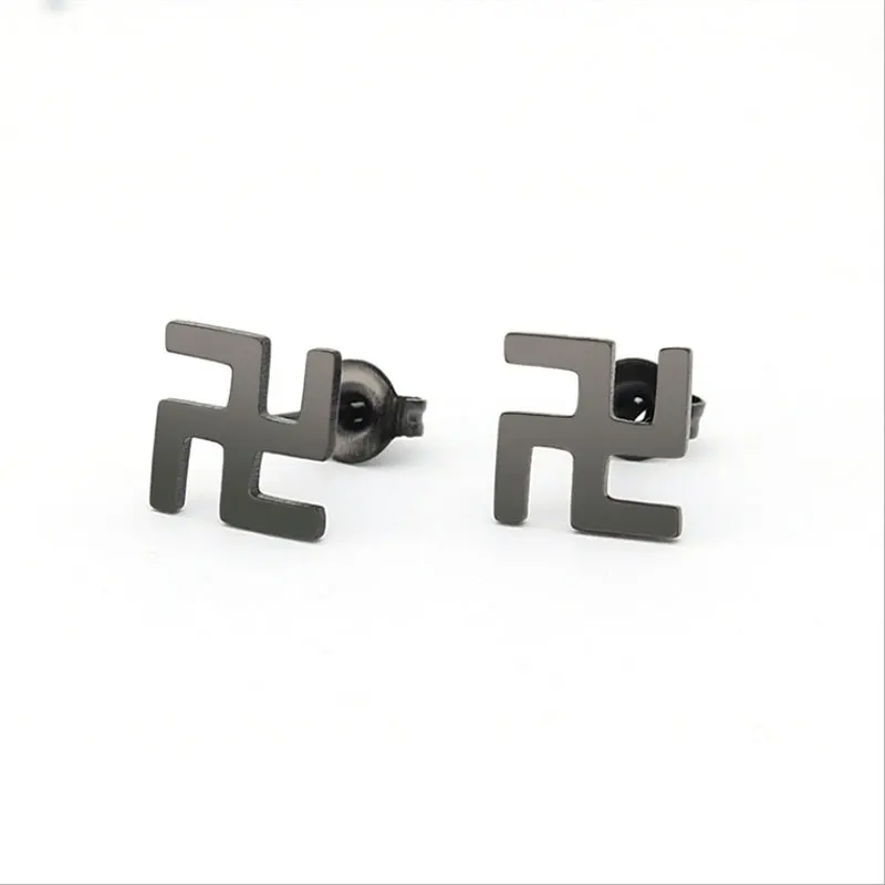 Серьги Будды с символом из нержавеющей стали 1 пара простой черный цвет