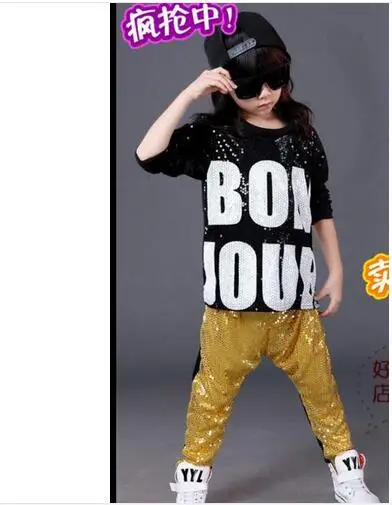Корейская мода для мальчиков и девочек одежда хип хопа с блестками новый детский