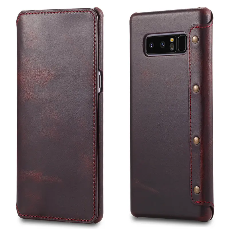 Чехол бумажник из натуральной бычьей кожи для Samsung Galaxy Note 9 Ретро книжка 8