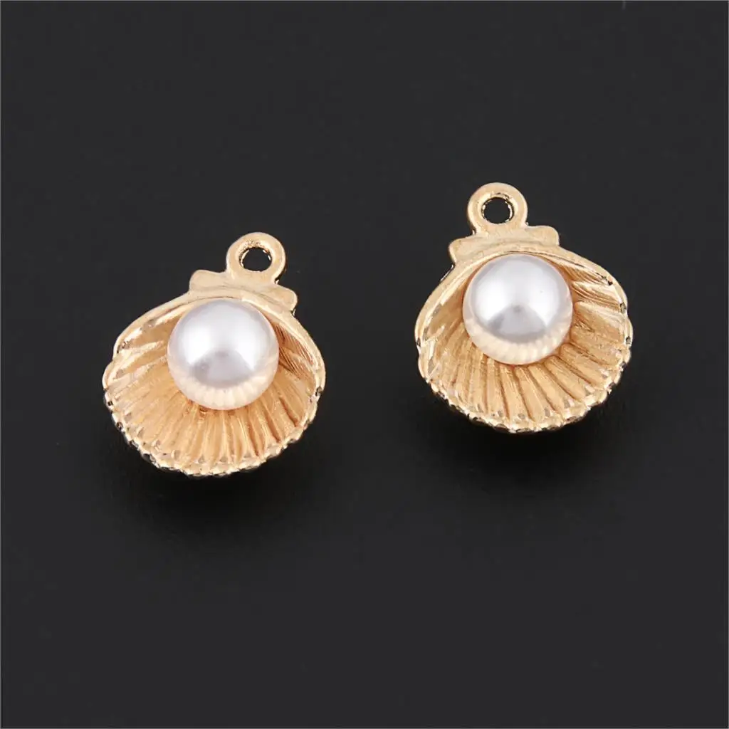 10Pcs Silver Color 12x15mm Shell Pearl Charms Nautical Pendant Finding Choke Bracelet Handcrafts Jewelry Supplies - купить по