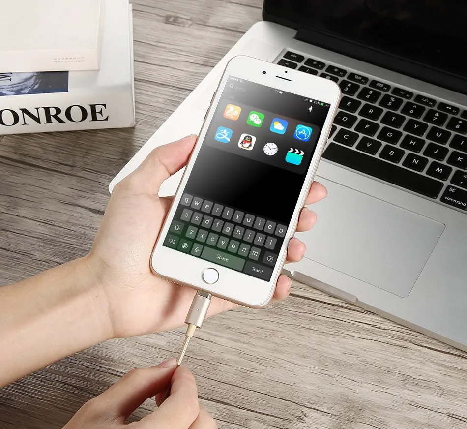 Магнитный usb-кабель FLOVEME для iPhone X, 8, 7 Plus, быстрое зарядное устройство для Micro USB type-C, Android, магнитный светодиодный кабель с датой