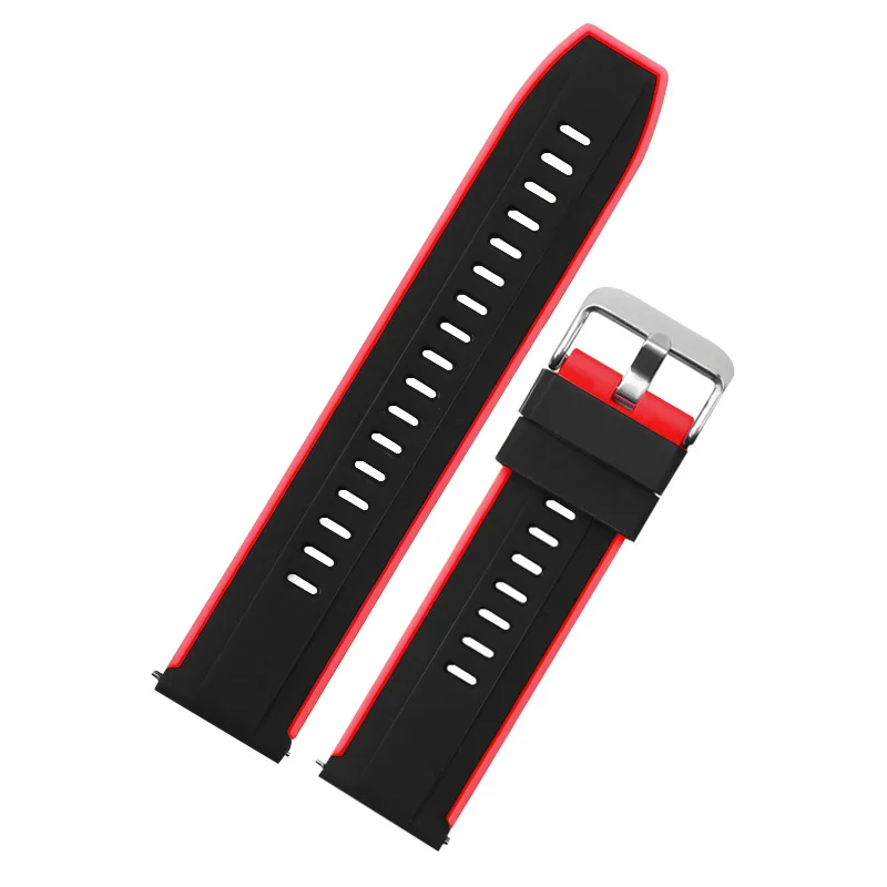 Black red 22 мм ремешок для часов huawei watch GT/GT2 samsung Gayle 46 спортивный ремешок для женщин и мужчин сменный Браслет умные часы аксессуары - Цвет: Black red