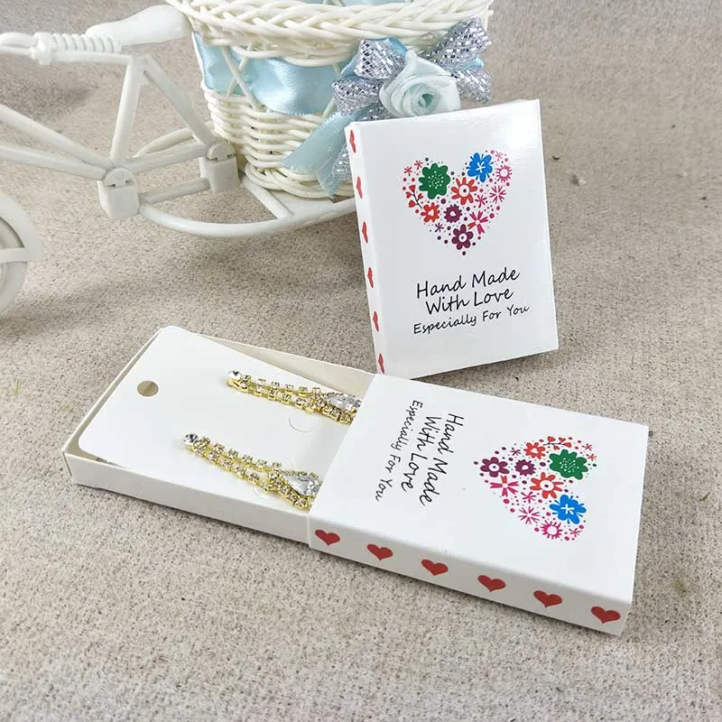 50 шт белый Картон глянцевая ламинация горка коробка ювелирных изделий ожерелье