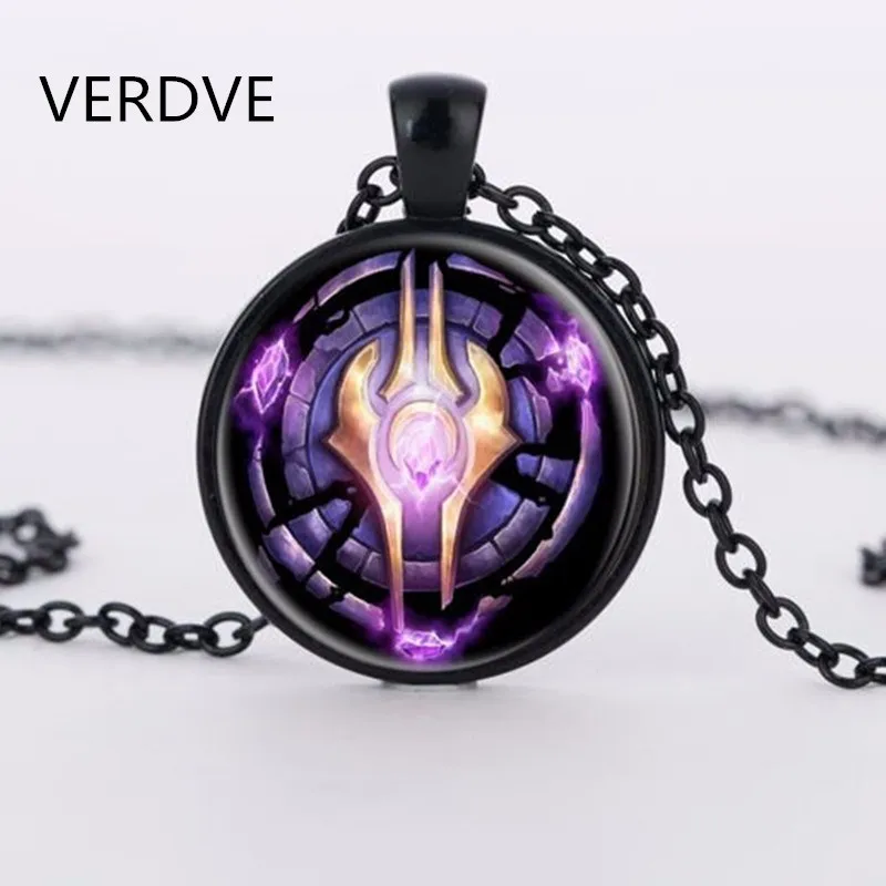 

WoW World of Warcraft Necklace Draenei Crest Alliance Round Pendant bijouterie purple Necklace Chain Jewelry