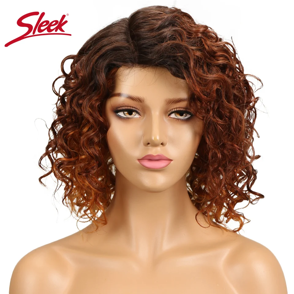 Sleek вьющиеся человеческие волосы парик бразильский человеческих волос парики