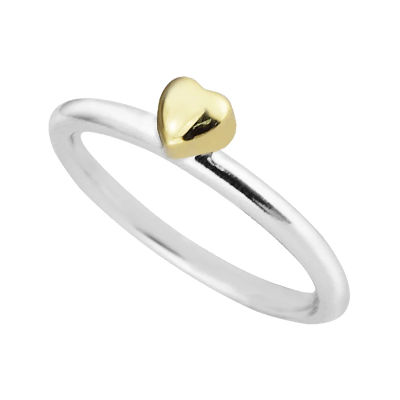 Кольцо головоломка сердце серебряные кольца с 14K настоящим золотом для женщин