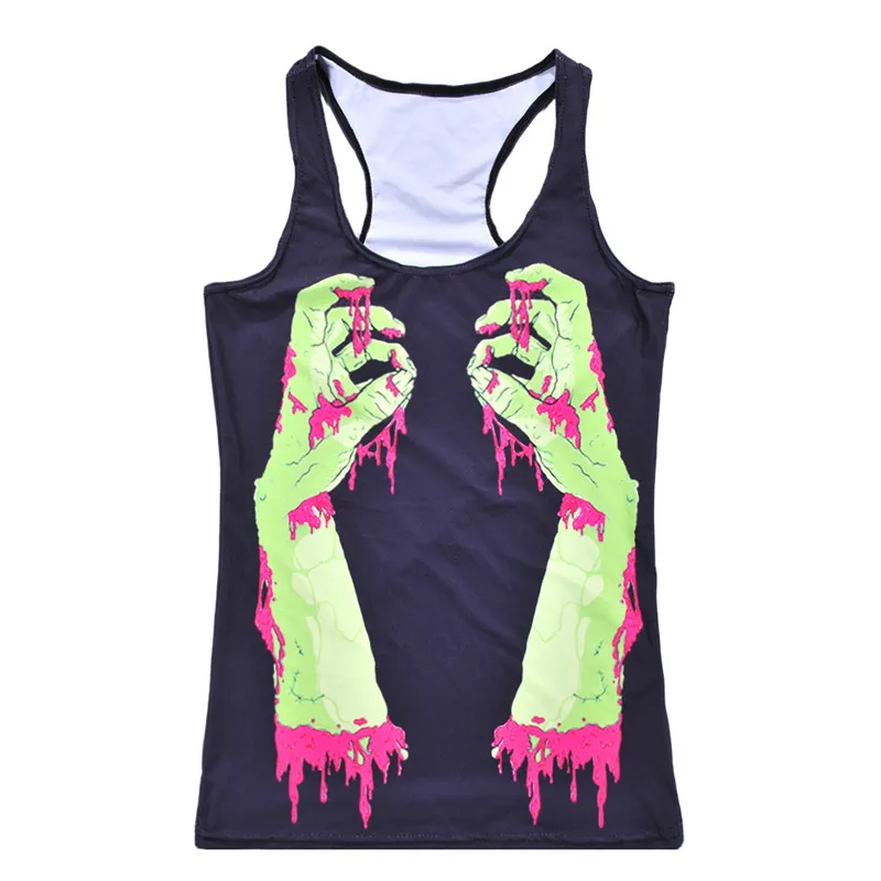 Прямая поставка летняя женская майка зеленого цвета с цифровой печатью Круглый