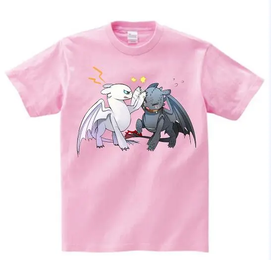 pink childreT-shirt Коллекция года, футболка «скрытый мир» милые детские топы, футболки с героями мультфильма «Как приручить дракона» летняя одежда с фантазийным рисунком, MJ - Цвет: pink childreT-shirt
