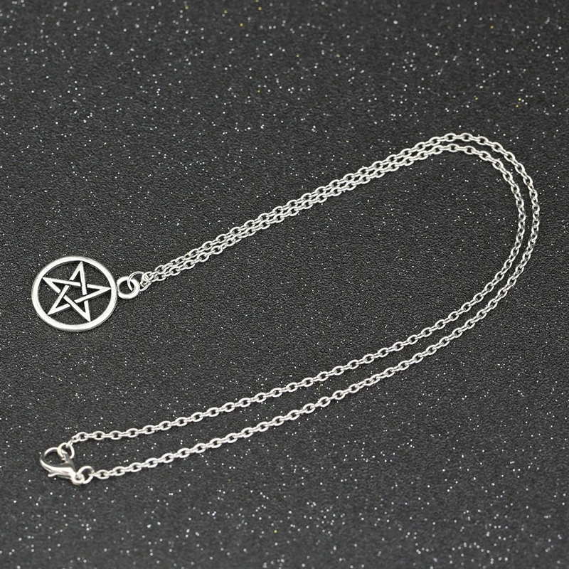 

Supernatural Necklace Devil's Trap Pentagram Pentacle Antique Silver Color Amulet Pendant Vintage Retro Movie Jewelry Wholesale