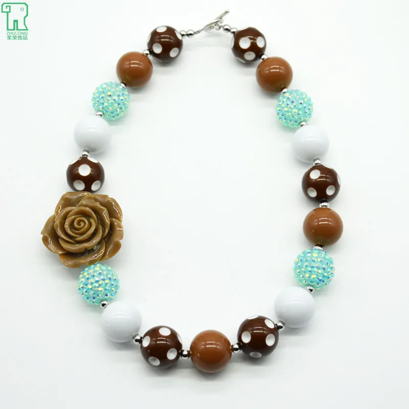 

Wholesale 5PCS Good Price Kids Chunky Bubblegum Beads Necklace Children Resin Flower Gumball Necklace for Baby Girls Jewelry
