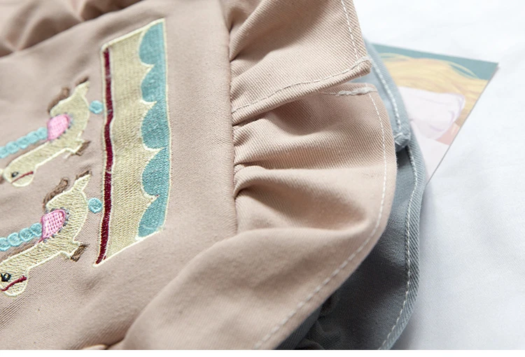 Harajuku Cartoon Embroidery Female Student Handbag New Hot Women's Color Matching Ruffled Shoulder Bag Messenger Bag
