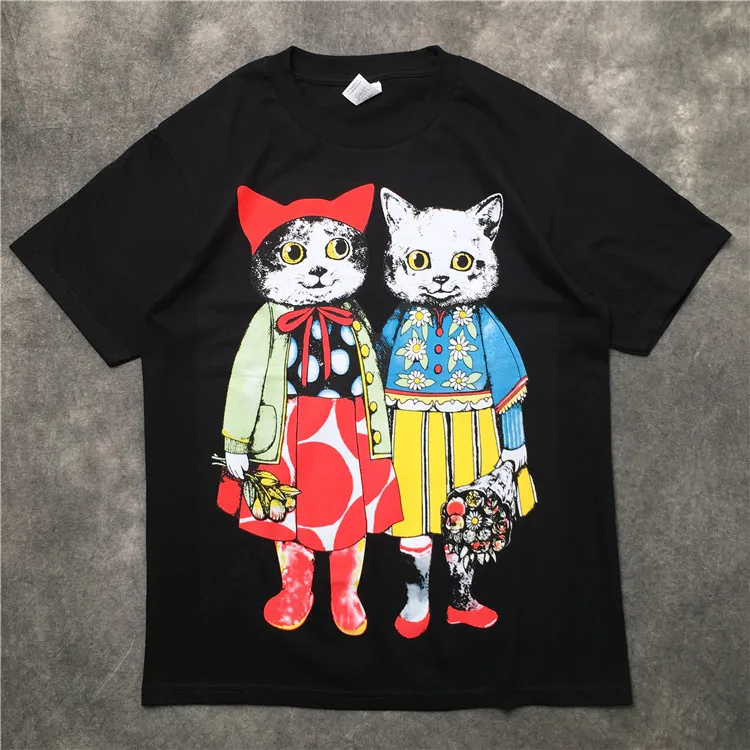 2 Новинка Для мужчин два способа cat футболки футболка хип-хоп скейтборд, уличная мода хлопковая Футболка kenye S-XXL# K67 - Цвет: 2