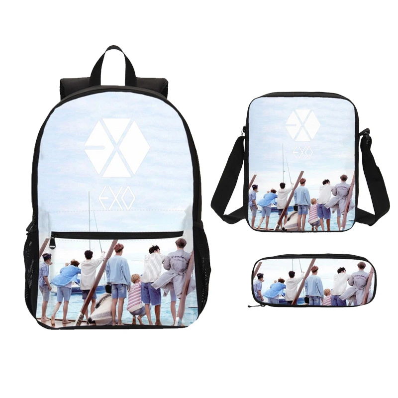 Комплект дизайнерских сумок EXO Kpop из 3 предметов дизайнерский рюкзак через плечо