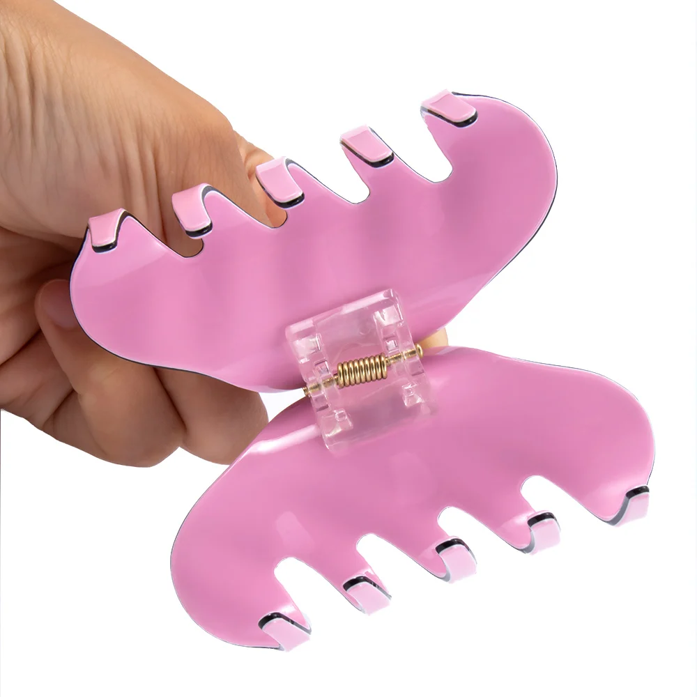 

Solid Color Acrylic Hairpins Large Size High Quality Candy Color Hair Clip Women Shine Crab Hair Claw Girl Make UP Washing Tool