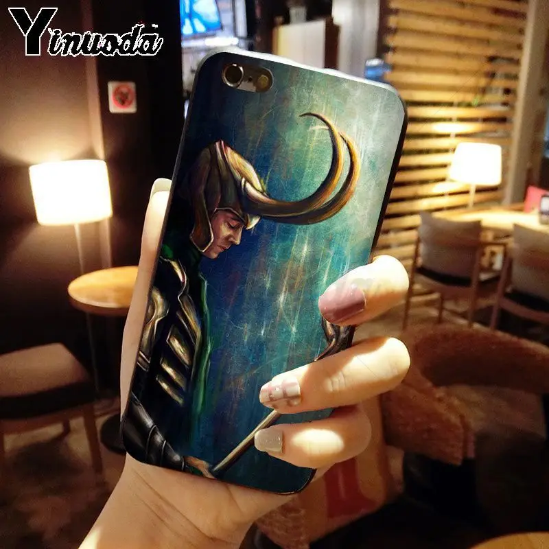 Умный чехол Yinuoda Loki Thor черный мягкий для iPhone 5 5Sx 6 7 7plus 8 8Plus X XS MAX XR