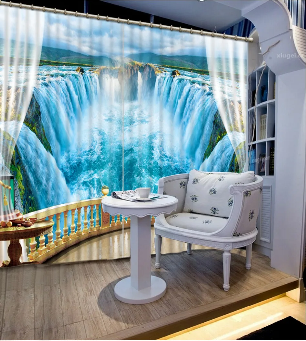 Новый пользовательский 3D красивый балкон водопад оконные занавески гостиная