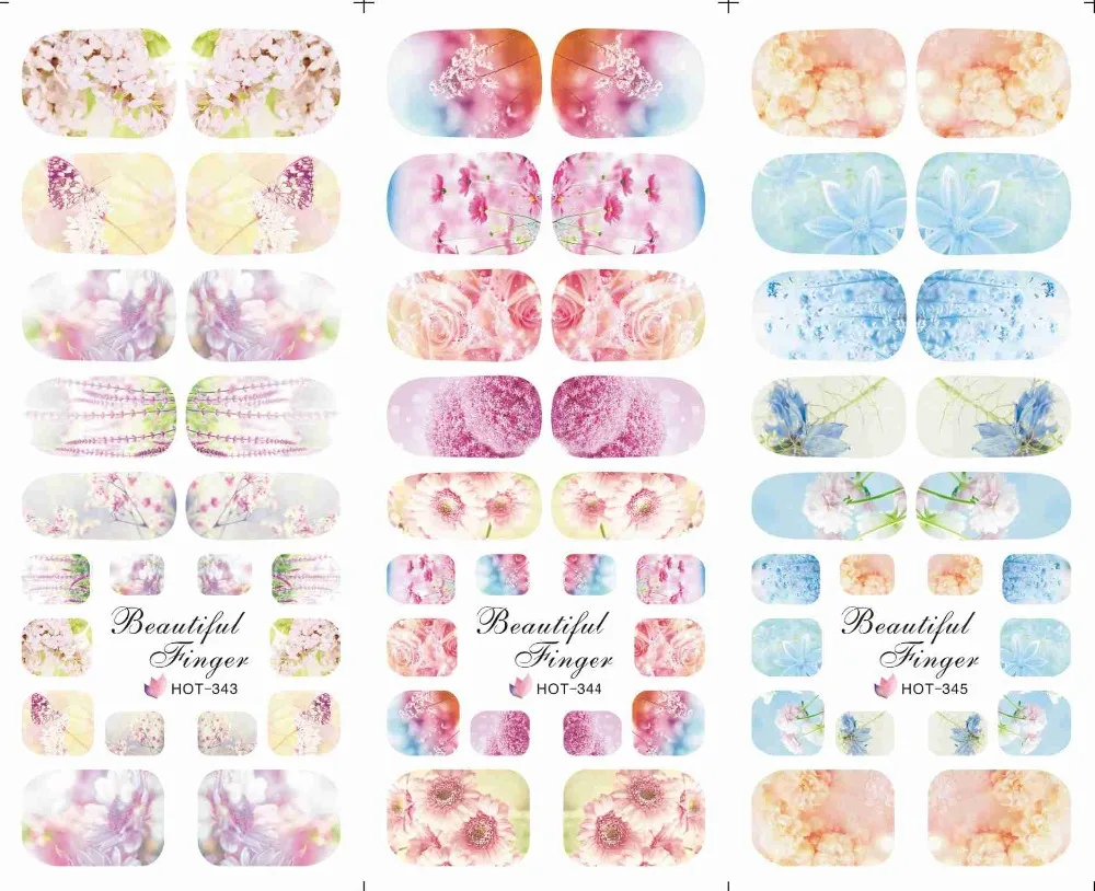 3 листа типсов/ЛОТ цветной цельный чехол наклейки на ногти цветок небо размер