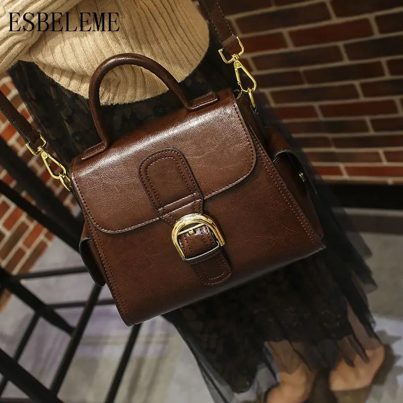 Женские сумки из воловьей кожи с ручками бордовые зеленые черные женские через