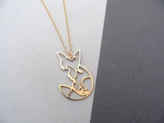 Ожерелье с подвеской в виде лисы золотого и серебряного цвета | Украшения