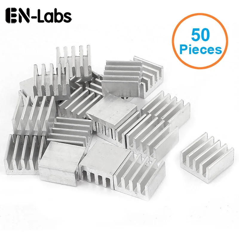 En-Labs 50 шт./лот алюминиевый радиатор 8,8x8,8x5 мм, Охлаждающий радиатор с электронным чипом для ЦП, RAM,GPU, радиатор для чипсета A4988