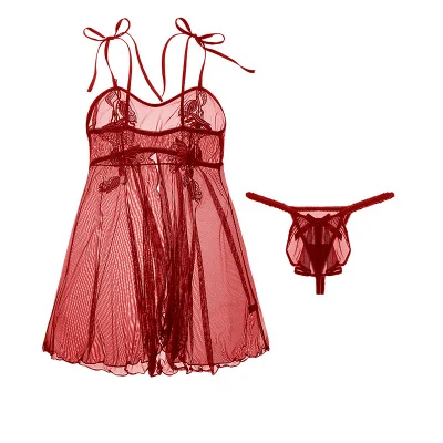 Сексуальная Очаровательная вышивка Ночная Пижама Ночные рубашки с v образным