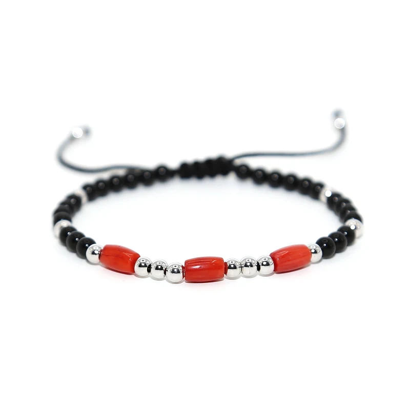 4 мм браслет из натурального камня с бисером красный коралловый лазурит оникс