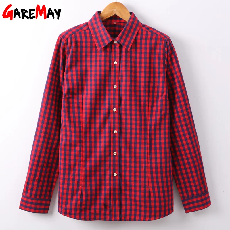 Женские рубашки блузки из хлопка весна 2020 топы женские в клетку с длинным рукавом