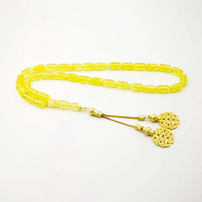 Золотой смоляный браслет Tasbih с роскошными металлическими кисточками